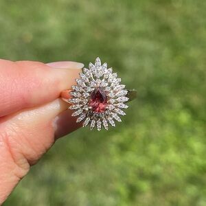Blush Garnet and Moissanite Ring